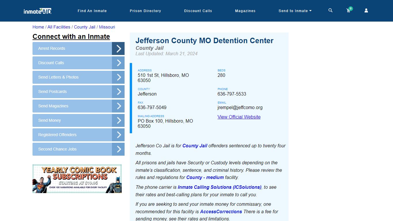 Jefferson County MO Detention Center - Inmate Locator