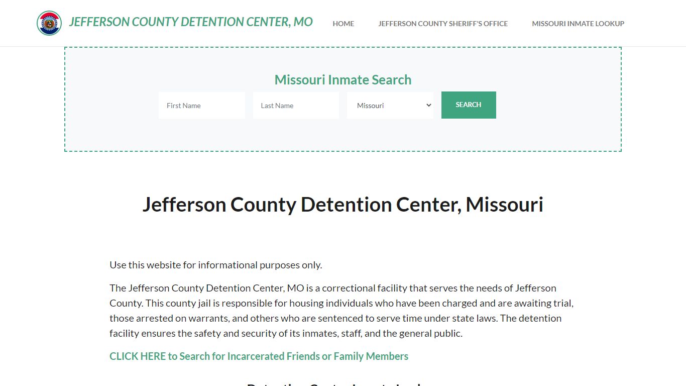 Jefferson County Detention Center, MO Inmate Roster, Offender Search